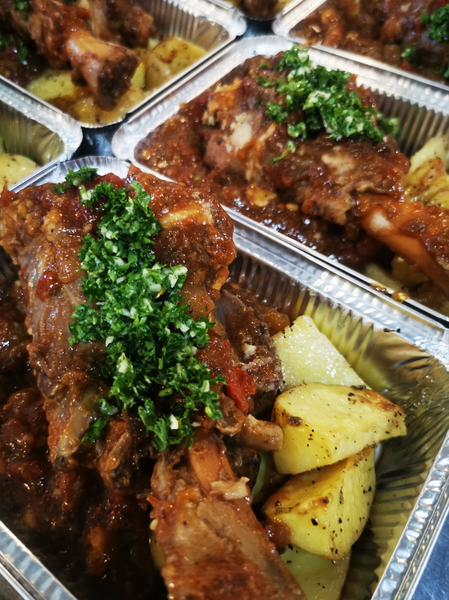 Braised Lamb Shank ~ Includes Starch & Two Veggies (Frozen Meal)