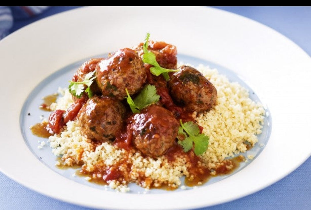 Moroccan Lamb Meatballs ~ Includes Starch & Two Veggies (Frozen Meal)
