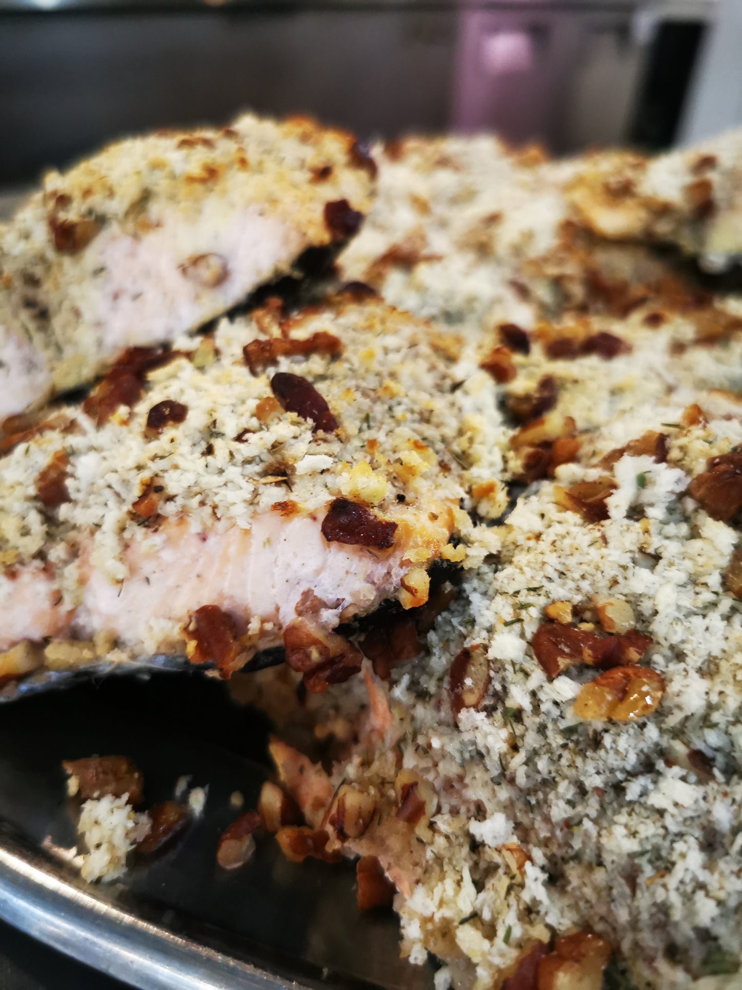 Honey Mustard Pecan Crusted Salmon ~ Includes Starch & Veggies (Frozen Meal)