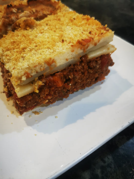 Beef & Potato Moussaka Includes Starch & two Veggies (Frozen Meal)