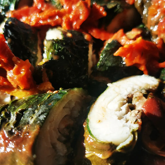 Swiss Chard Wrapped Basa /olive Tapenade ~ Includes Starch & Veggies (Frozen Meal)