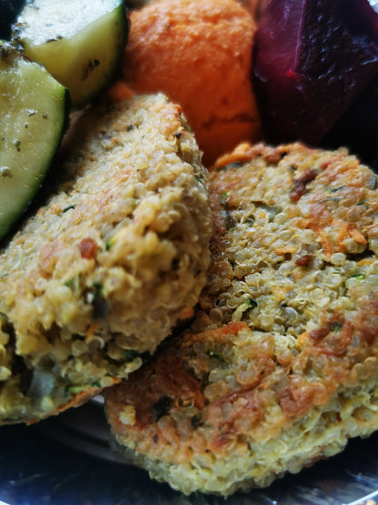 Quinoa & Spinach Patties ~ includes Starch & Veggies (Frozen Meal)