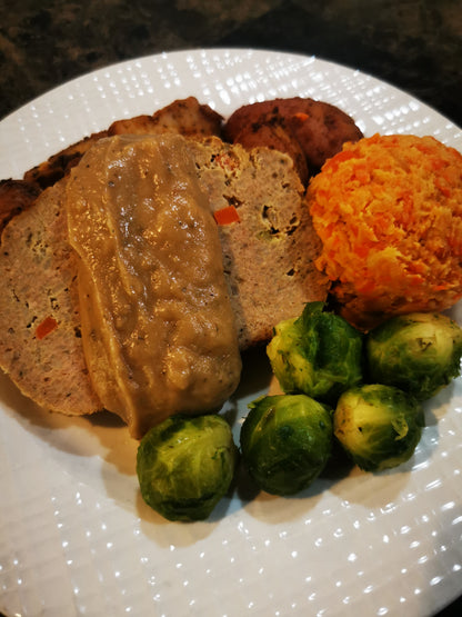 Turkey Meatloaf / Cranberry Sauce ~ Includes Starch & Veggies (Frozen Meal)