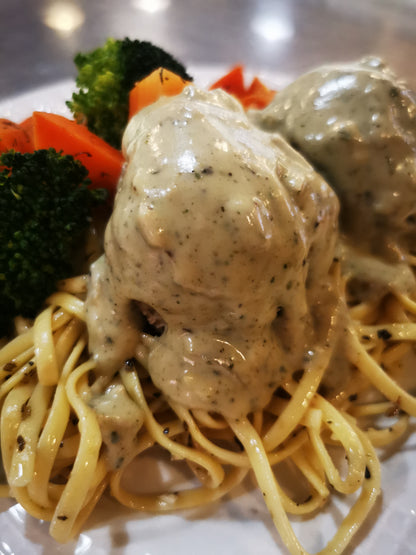 Turkey Pesto Meatballs  ~ Includes Starch & Veggies (Frozen Meal)