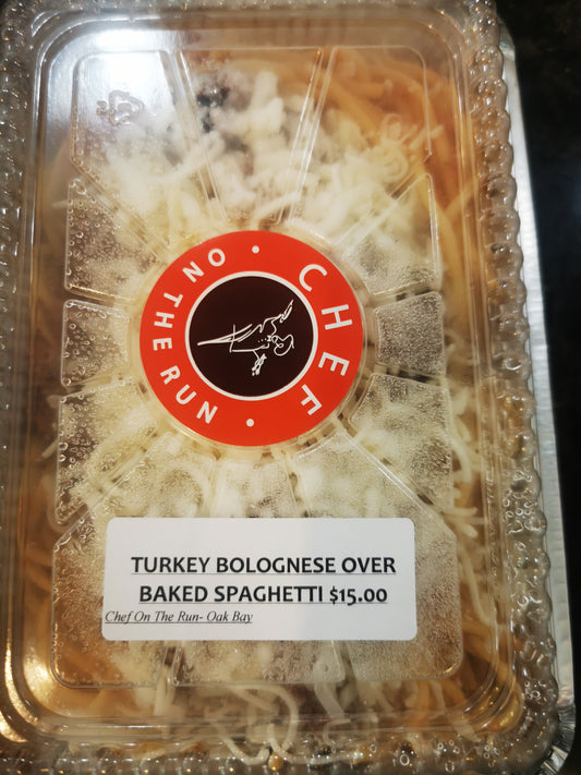 Turkey Bolognese over Baked Spaghetti (Frozen Meal)