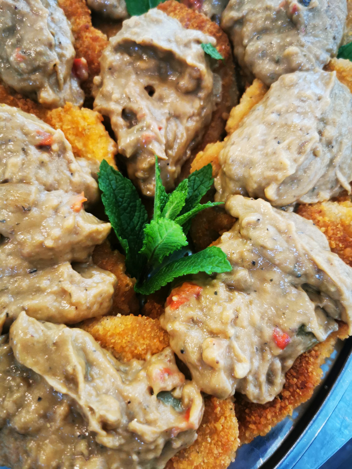 Veal Schnitzel with Mushroom Bell Pepper Sauce ~  Includes Starch & two Veggies (Frozen Meal)
