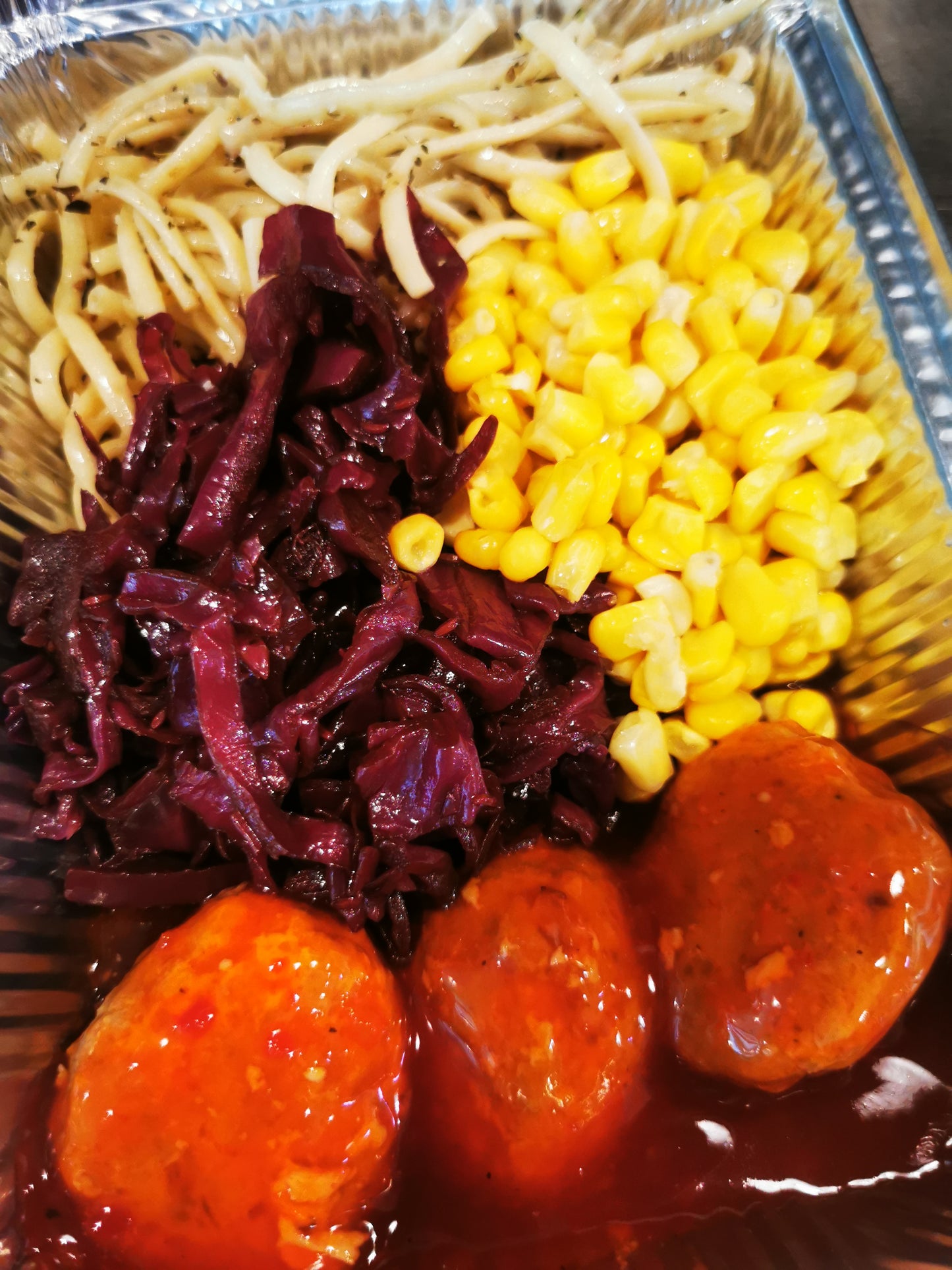 Sweet & Sour Pork  Balls ~ includes Starch & Two Veggies (Frozen Meal)