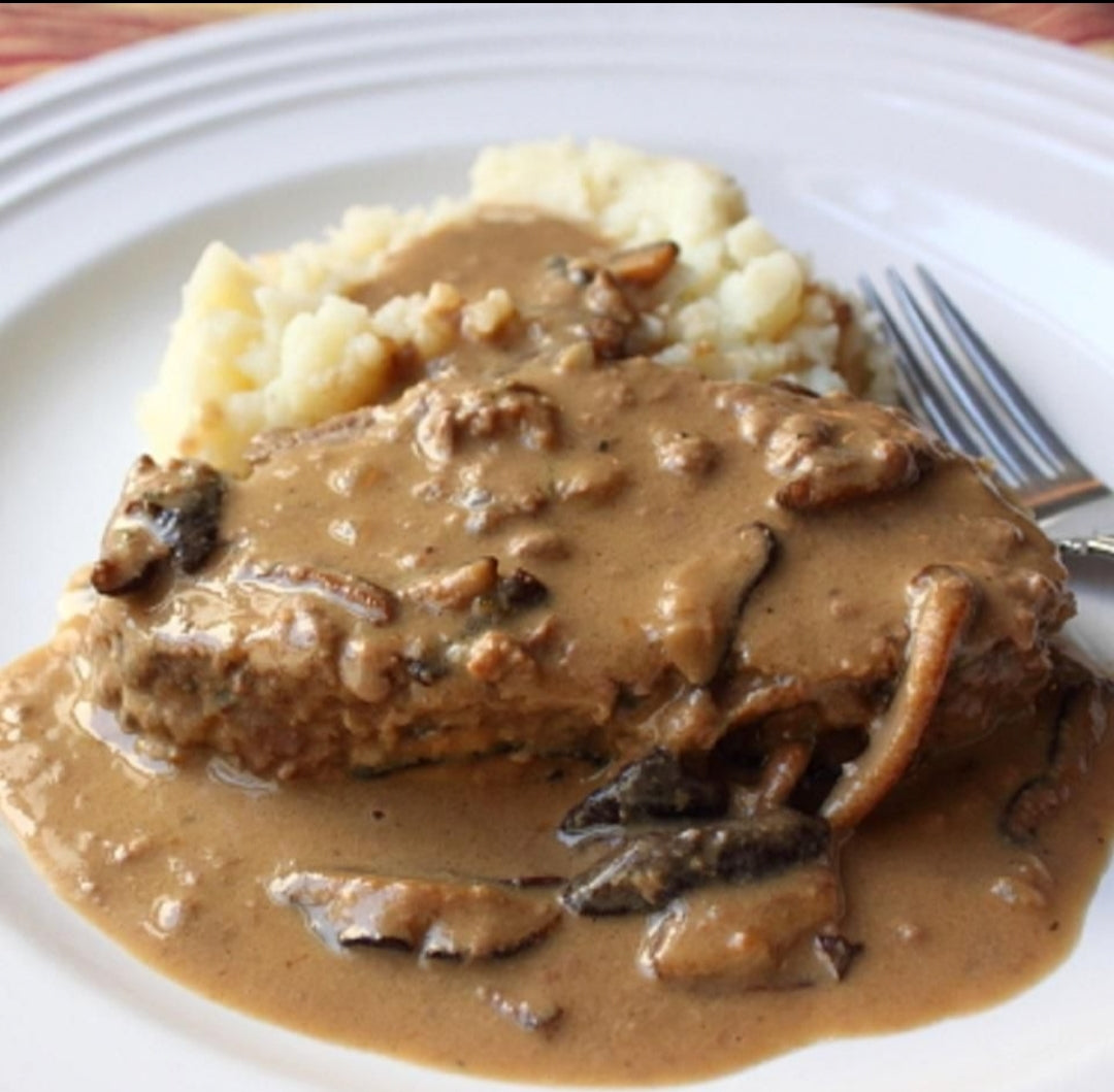 Beef Meatloaf With Gravy ~ Includes Starch & Two Veggies (Frozen Meal)