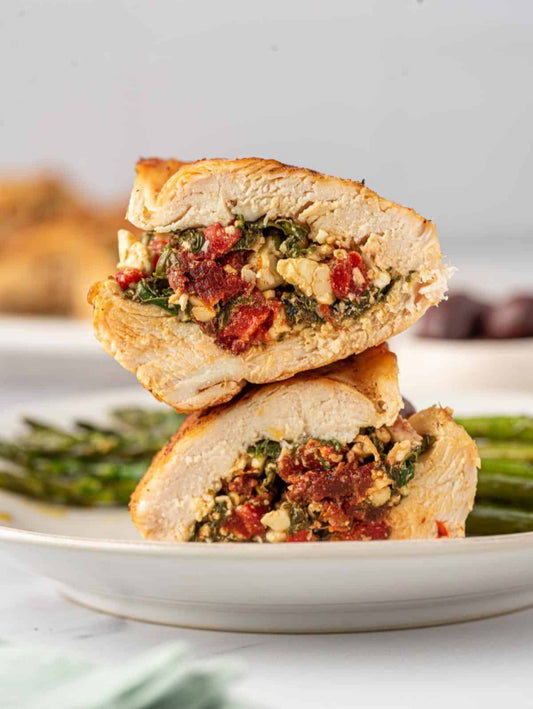 Mediterranean Stuffed Chicken Breast & Leg ~ Includes Starch & Veggies (Frozen Meal)