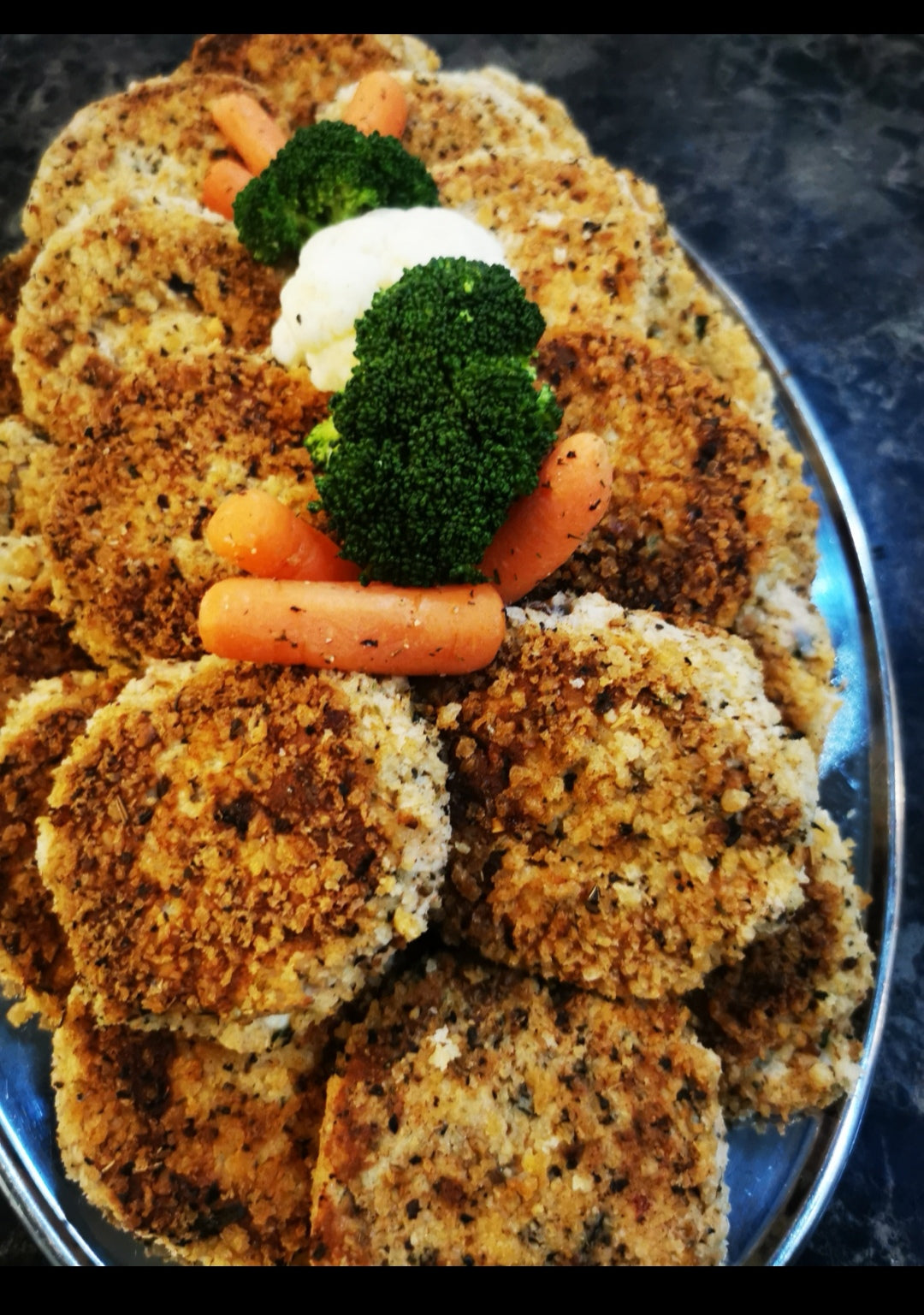 Salmon & Cod Cakes ~ Includes Starch & Veggies (Frozen Meal)