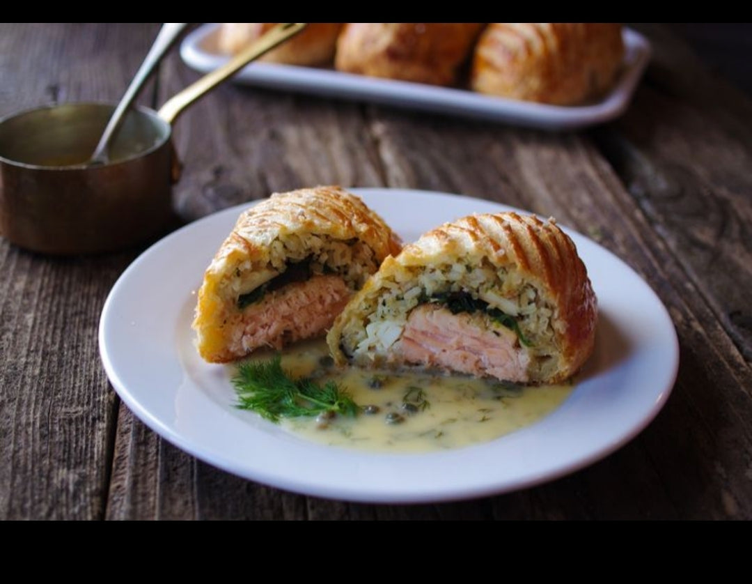 Salmon Coulibiac ~ Includes Starch & Veggies (Frozen Meal)