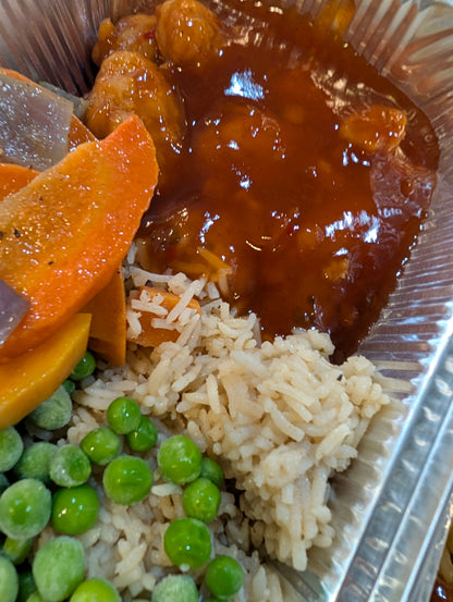 Sweet & Sour Boneless Pork Dry Rib Bites- Includes Starch and Veggies (Frozen Meal)