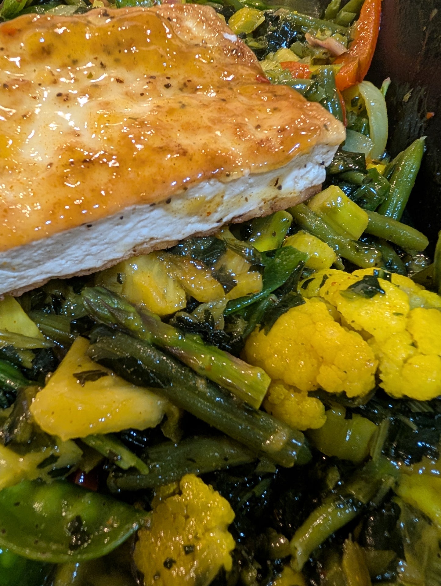 Pineapple Curry Tofu & Veggies over Rice Pilaf