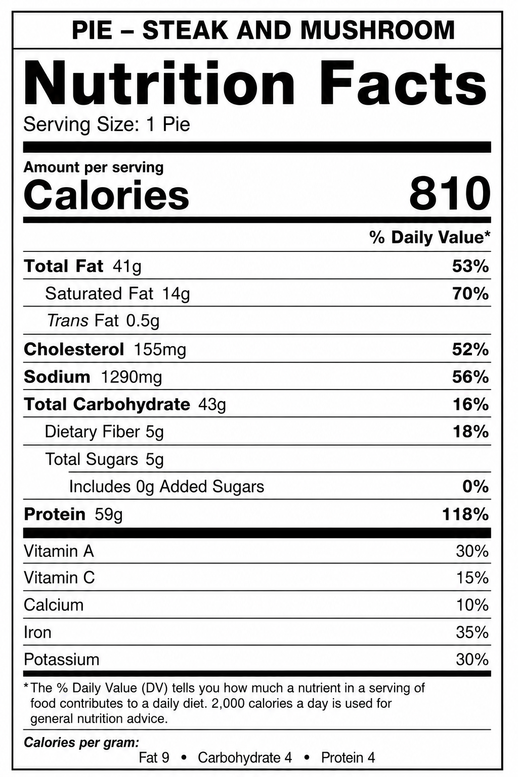 Steak & Mushroom Pot Pie - Individual