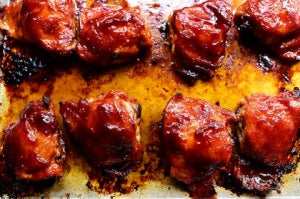BBQ Chicken Thighs ~ Includes Starch & Veggies (Frozen Meal)