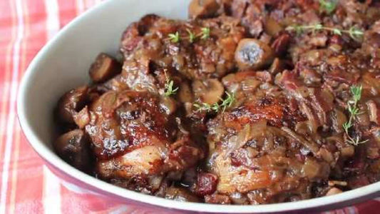 Chicken Coq au Vin ~ Includes Starch & two Veggies (Frozen Meal)