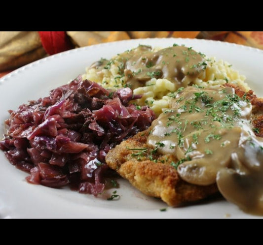 Veal Schnitzel ~  Includes Starch & two Veggies (Frozen Meal)