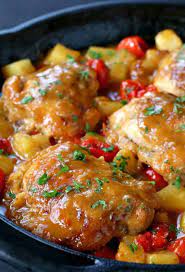 Pineapple Curry Chicken Chicken Thighs ~ Includes Starch & two Veggies (Frozen Meal)